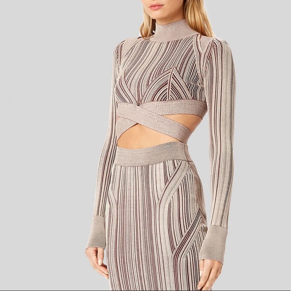 Herve Leger PLAITED CUTOUT CROP TOP - Picture 2 of 6